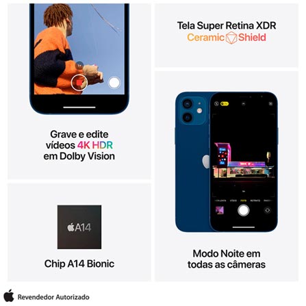 iPhone 12 com Tela de 6,1″, 5G, 64GB e Câmera Dupla Ultra-Angular e Grande-Angular de 12 MP – MGJ53BR/A