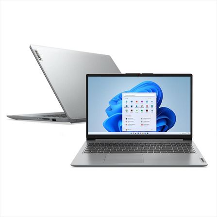 Notebook Lenovo Ultrafino IdeaPad 1 i3-1215U 4GB 256GB SSD Windows Home 15.6" 82VY000UBR Cloud Grey