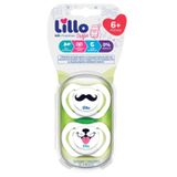 Kit 2 Chupetas Bico de Silicone Design Selfie 6m+ Azul Lillo