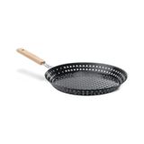 Grelha Brinox preta para Carnes e Vegetais - 30,5 cm em aço carbono para altas temperaturas do seu churrasco com cabo dobrável